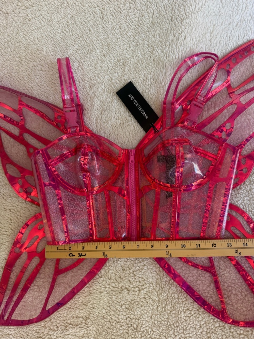 Dolls Kill Pink Iridescent Mesh Corset & Mini Skirt Set - Picture 12 of 13